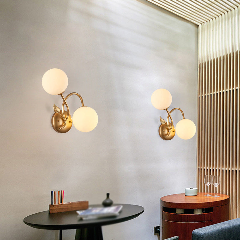 Modern Sconce Light Fixture 2-Light Wall Sconce with Metal and Glass for Living Room