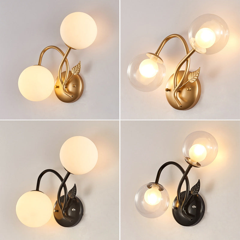 Modern Sconce Light Fixture 2-Light Wall Sconce with Metal and Glass for Living Room