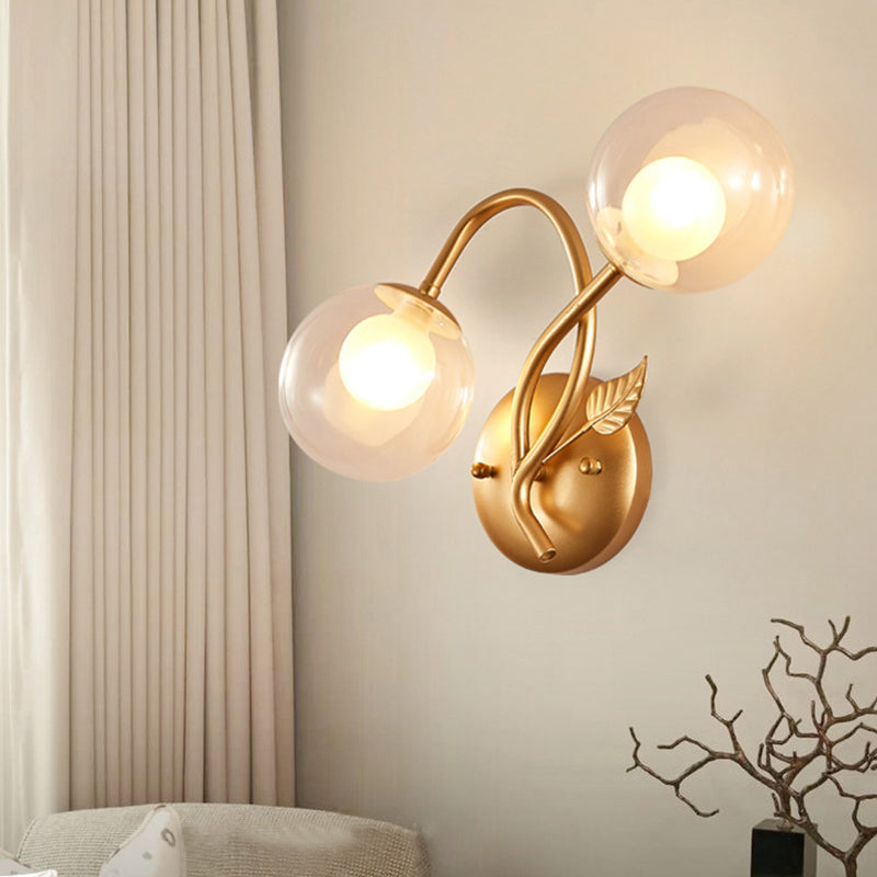 Modern Sconce Light Fixture 2-Light Wall Sconce with Metal and Glass for Living Room