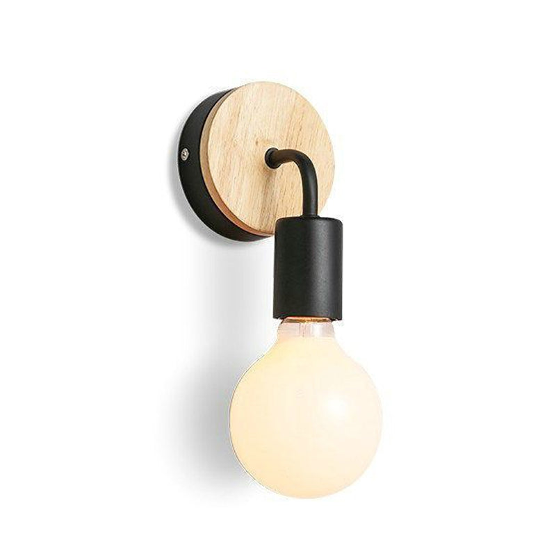 Nordic Style Wooden Vanity Light Circle Shape Vanity Lamp for Shower Room