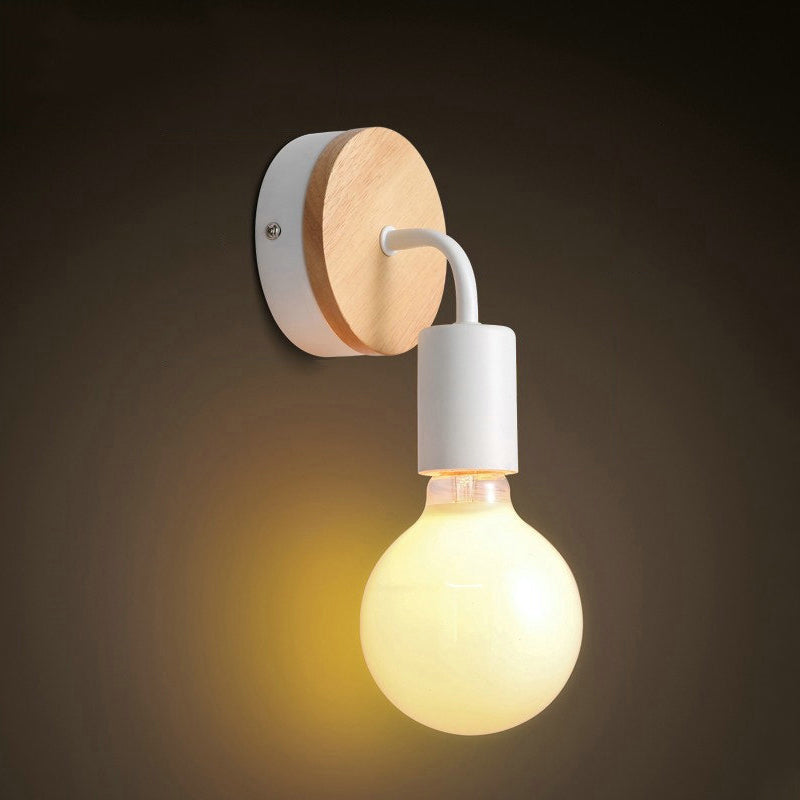 Nordic Style Wooden Vanity Light Circle Shape Vanity Lamp for Shower Room