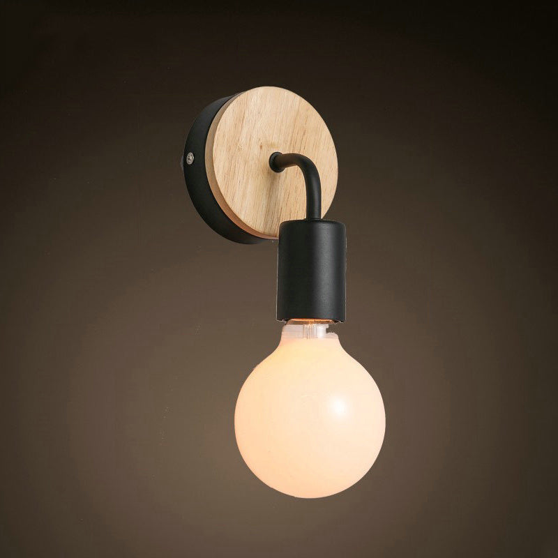 Nordic Style Wooden Vanity Light Circle Shape Vanity Lamp for Shower Room