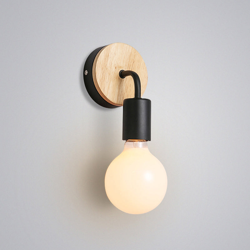 Nordic Style Wooden Vanity Light Circle Shape Vanity Lamp for Shower Room