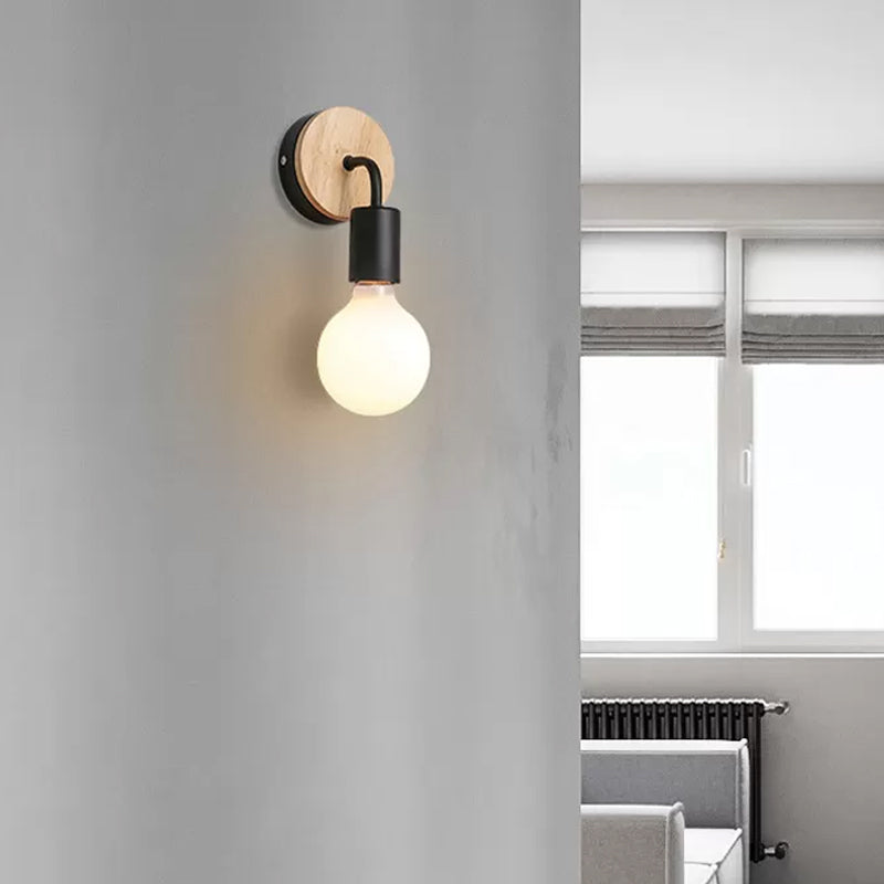 Nordic Style Wooden Vanity Light Circle Shape Vanity Lamp for Shower Room