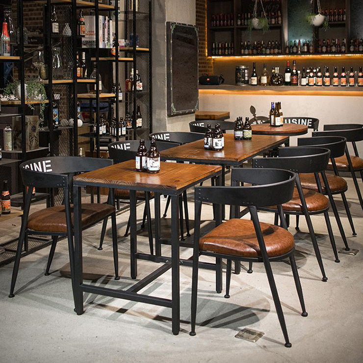 Metal Open Back Dining Chairs Industrial Upholstered Dining Chairs