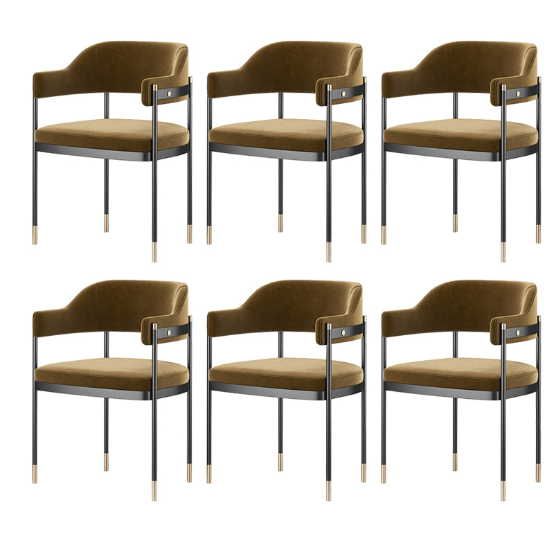 Contemporary Kitchen Dining Chair Upholstered Black Legs Arm Chair