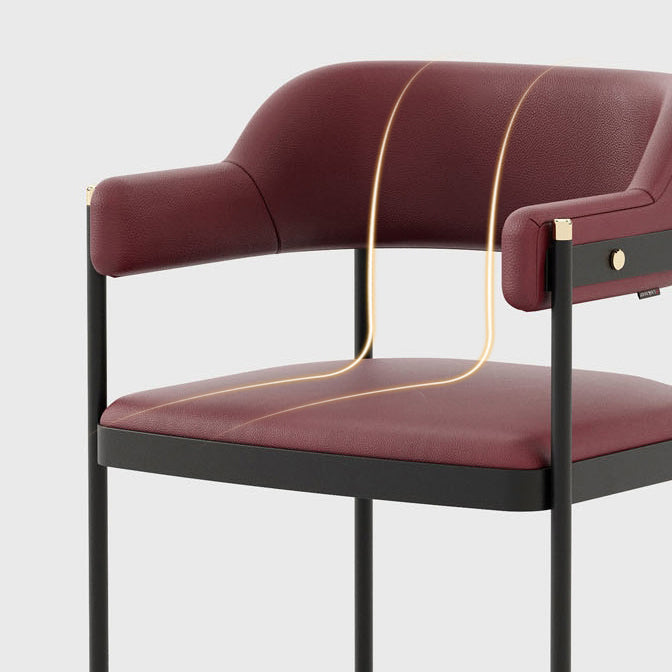 Contemporary Kitchen Dining Chair Upholstered Black Legs Arm Chair