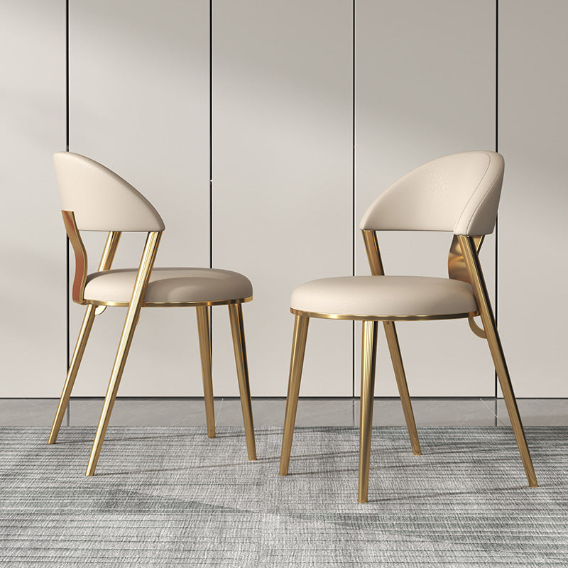 Dining Room Armless Side Chair Glam Faux Leather Dining Chair