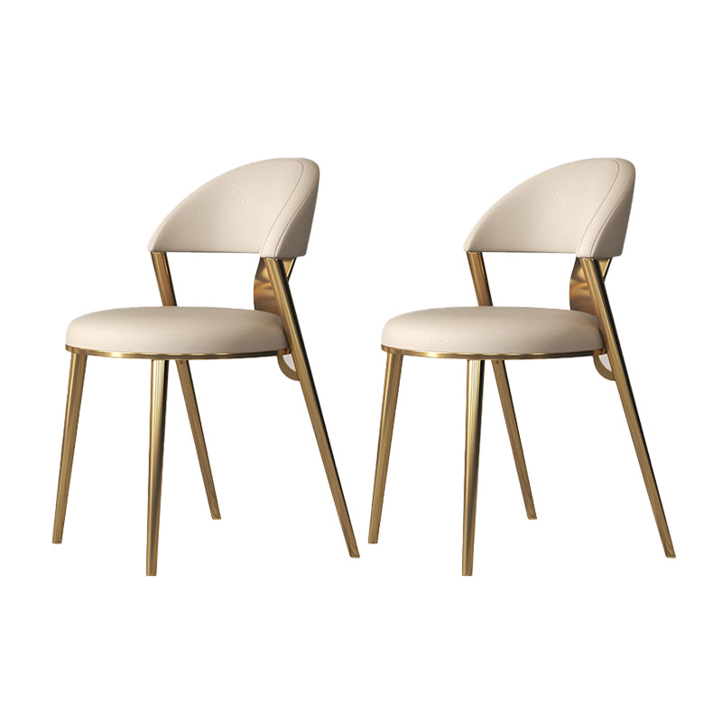 Dining Room Armless Side Chair Glam Faux Leather Dining Chair