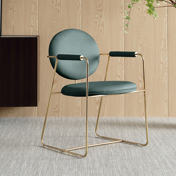 Glam Upholstered Dining Side Chair Gold Legs Kitchen Arm Chair