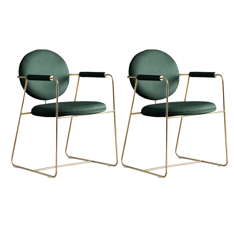 Glam Upholstered Dining Side Chair Gold Legs Kitchen Arm Chair