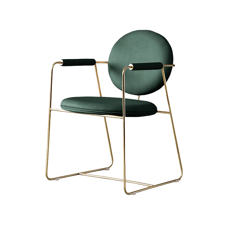 Glam Upholstered Dining Side Chair Gold Legs Kitchen Arm Chair