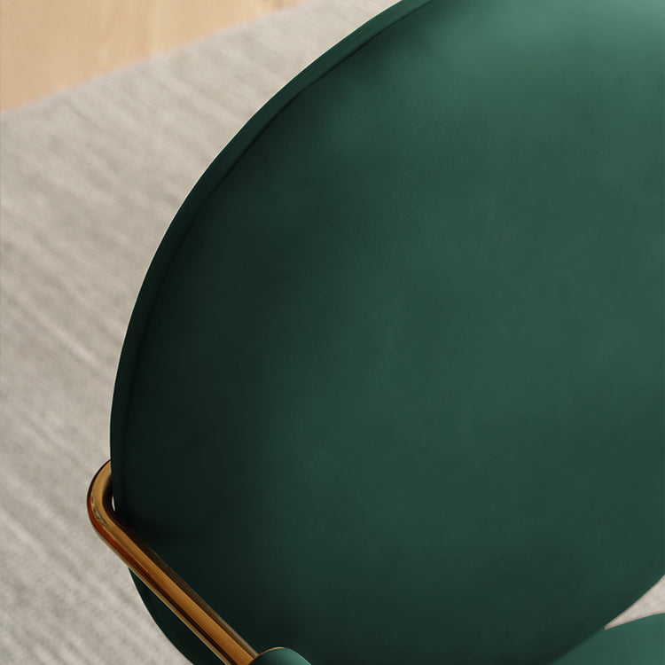 Glam Upholstered Dining Side Chair Gold Legs Kitchen Arm Chair