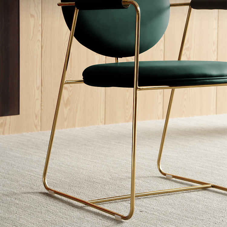 Glam Upholstered Dining Side Chair Gold Legs Kitchen Arm Chair