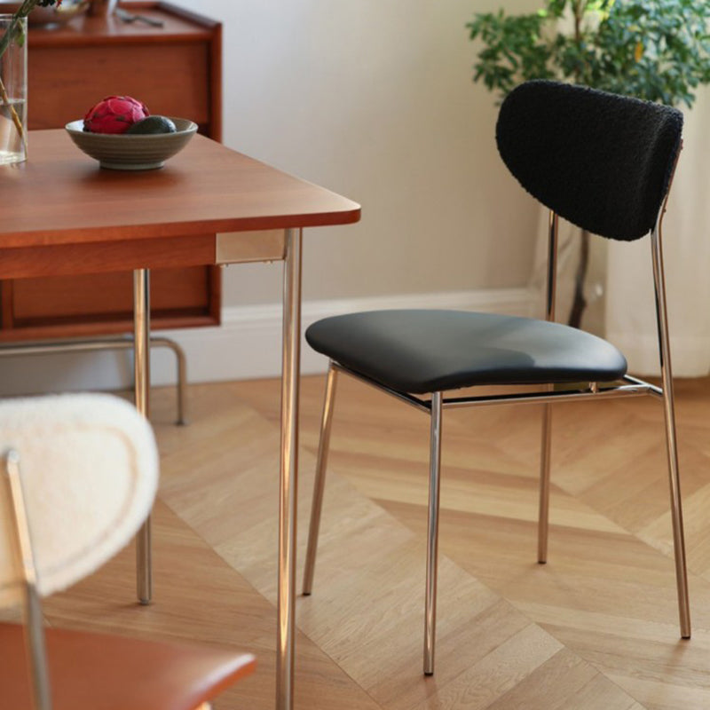 Contemporary Indoor Side Chair Silver Legs Open Back Dining Chair