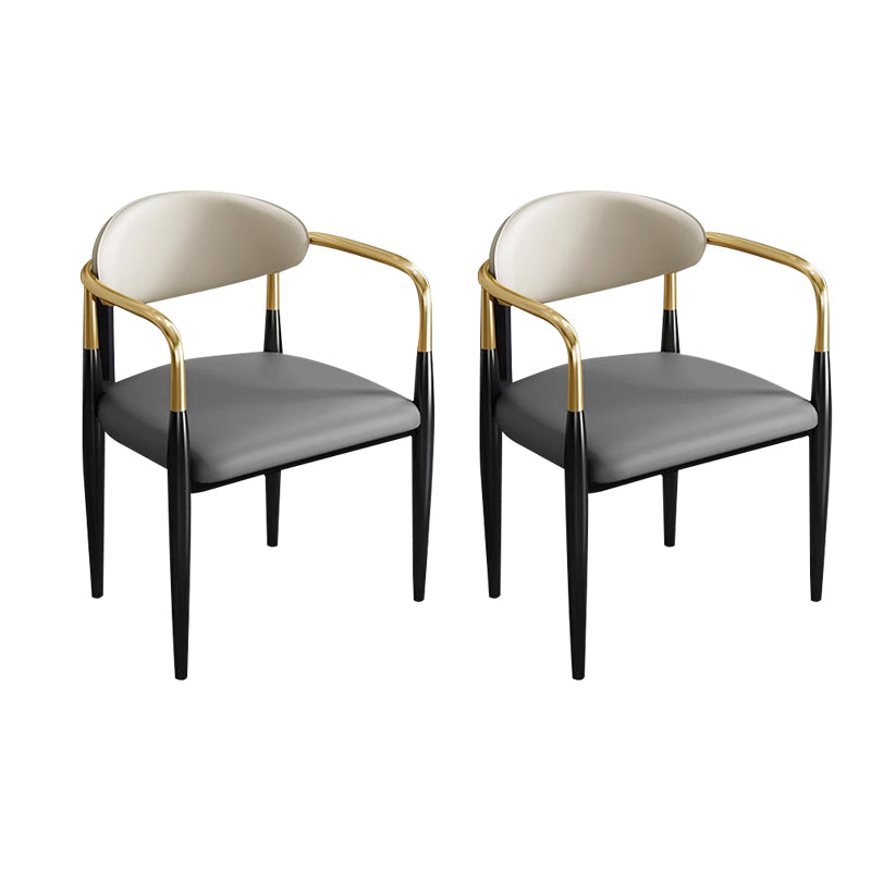 Contemporary Metal Dining Chair Black Legs Dining Room Arm Chair
