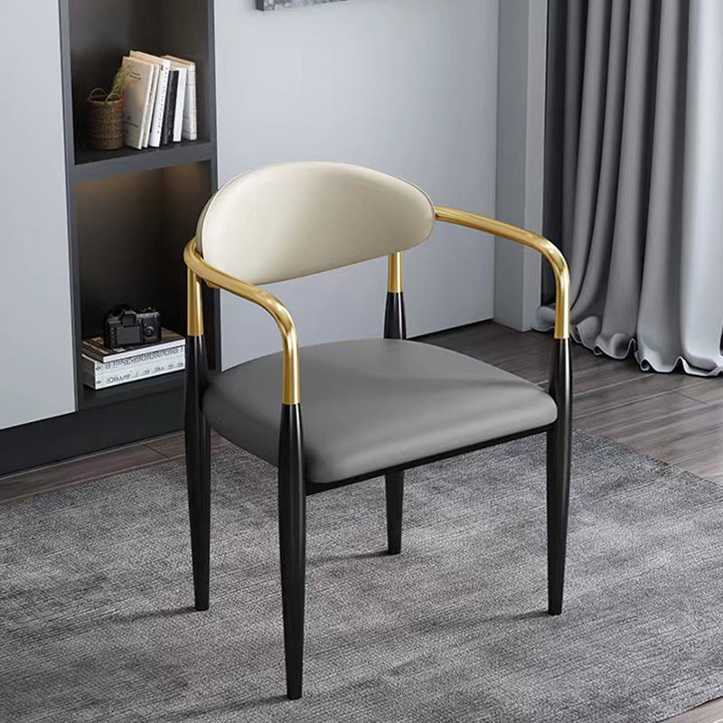 Contemporary Metal Dining Chair Black Legs Dining Room Arm Chair