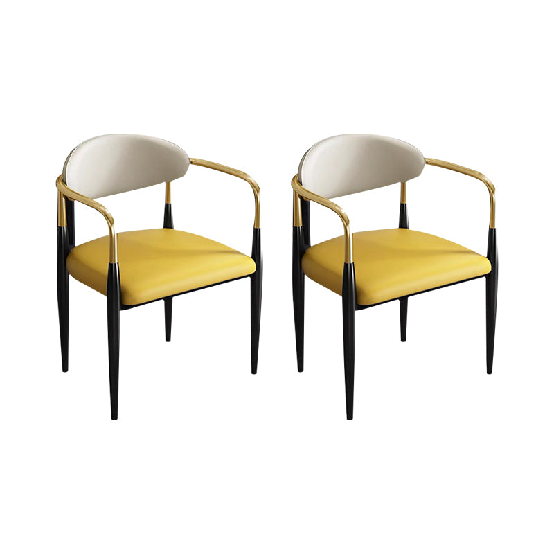 Contemporary Metal Dining Chair Black Legs Dining Room Arm Chair