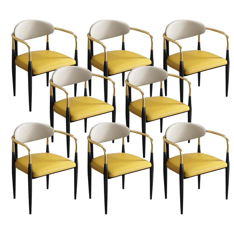 Contemporary Metal Dining Chair Black Legs Dining Room Arm Chair