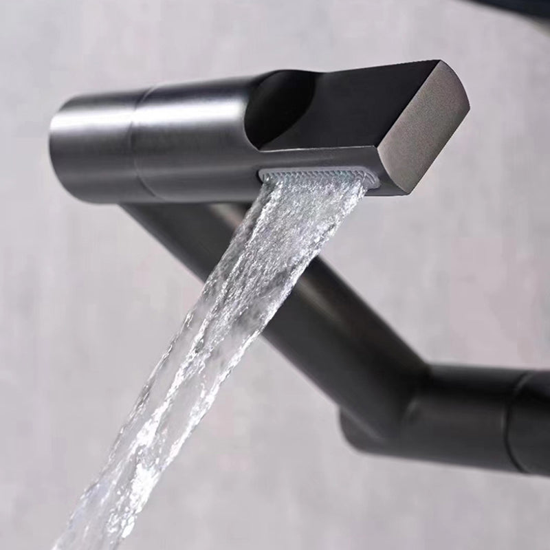 Modern Vessel Sink Faucet Solid Color Copper Centerset Lavatory Faucet for Bathroom