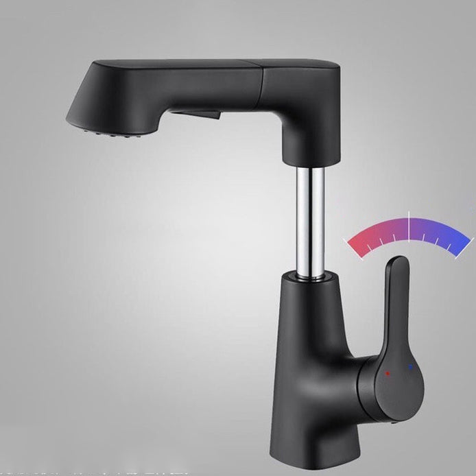 Contemporary Sink Faucet Plian Low Arc Brass Centerset Lavatory Faucet
