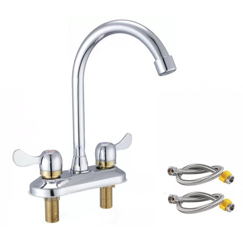 Contemporary Water Filler Double Handle Kitchen Faucet with Deck Plate
