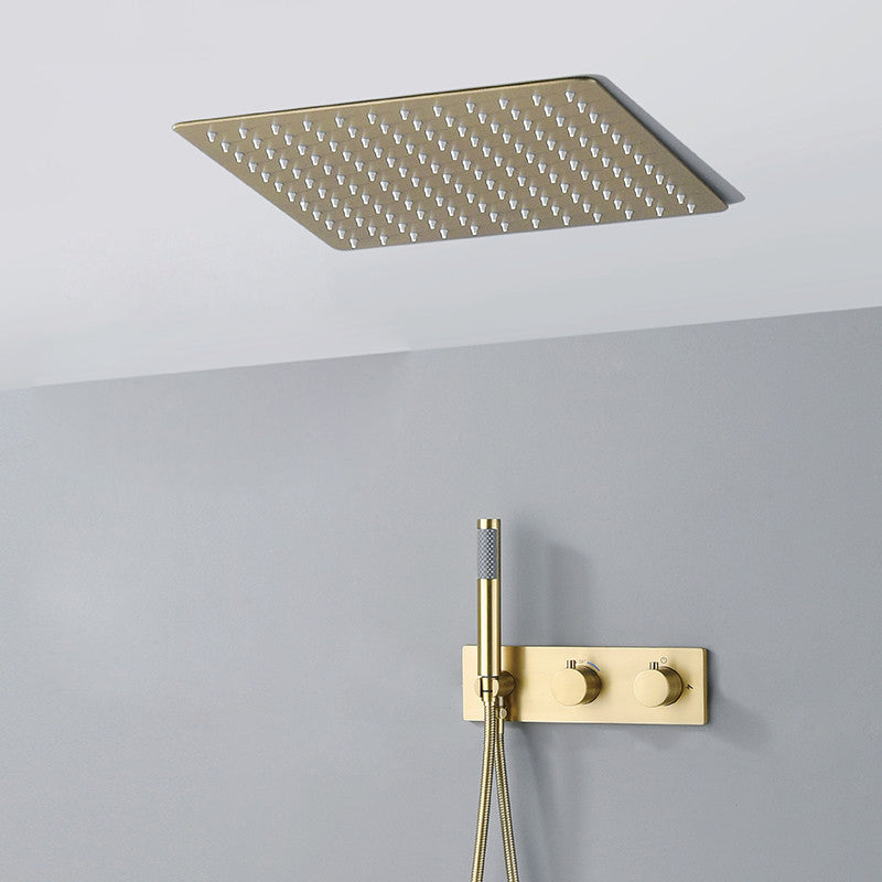 Modern Shower System Brass Temperature Control Fixed Shower Head Shower Combo