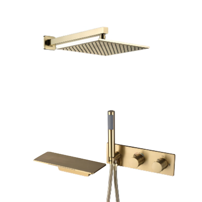 Modern Shower System Brass Temperature Control Fixed Shower Head Shower Combo