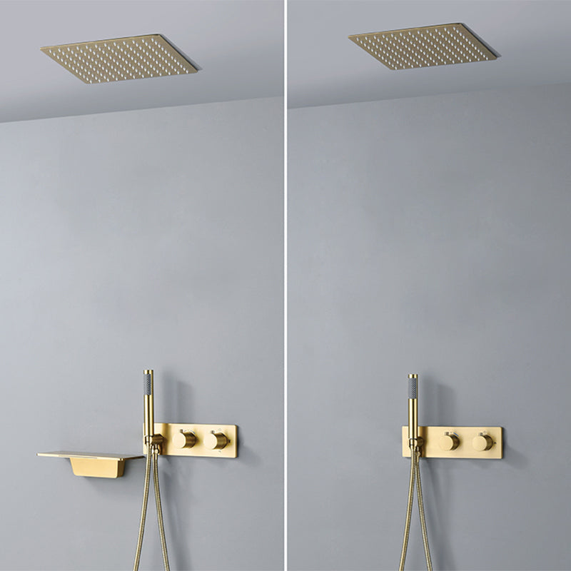 Modern Shower System Brass Temperature Control Fixed Shower Head Shower Combo