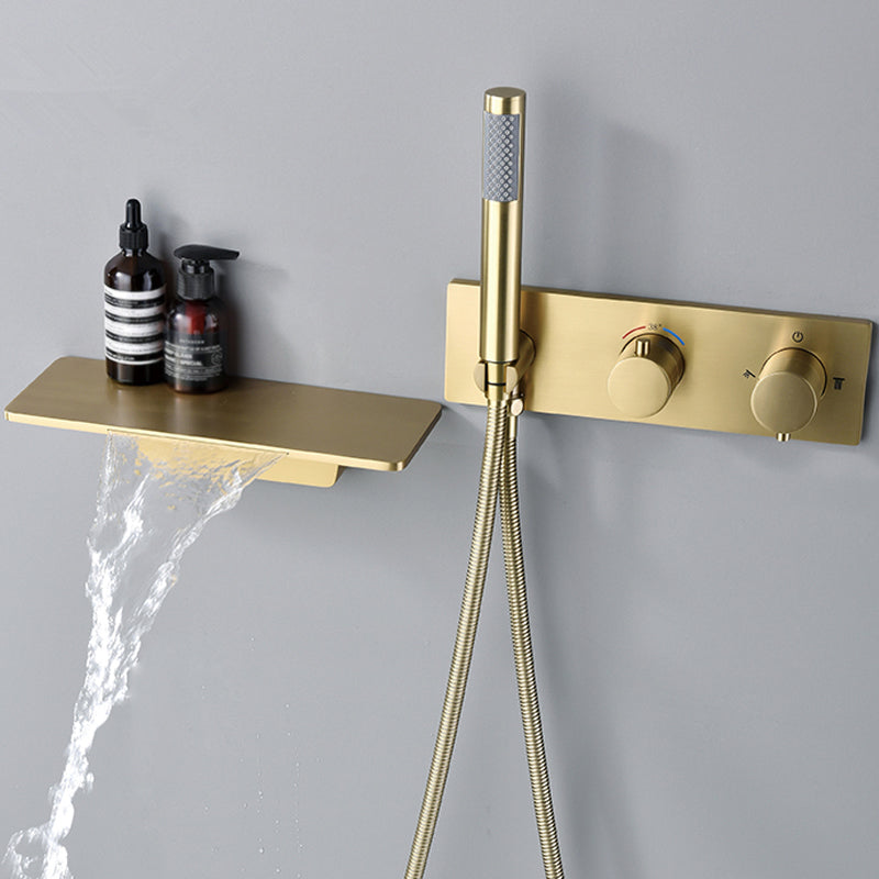 Modern Shower System Brass Temperature Control Fixed Shower Head Shower Combo