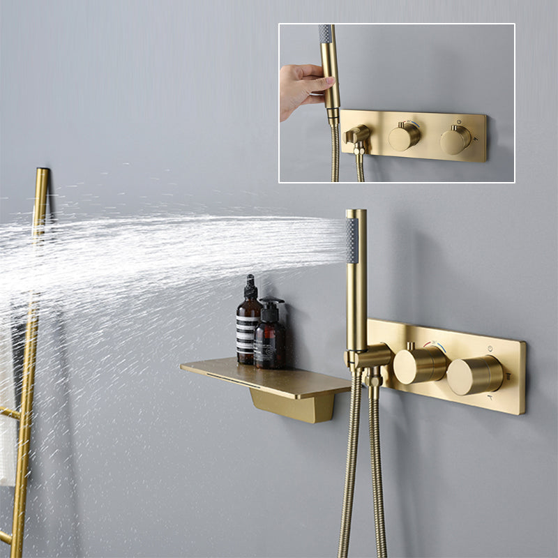 Modern Shower System Brass Temperature Control Fixed Shower Head Shower Combo