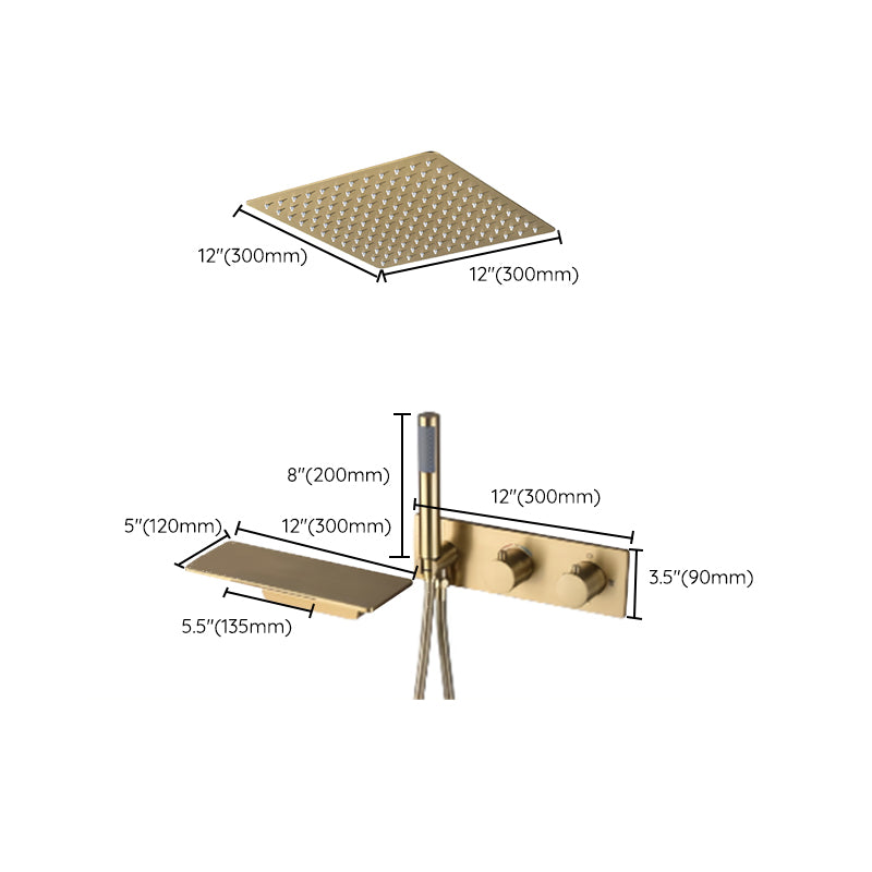 Modern Shower System Brass Temperature Control Fixed Shower Head Shower Combo