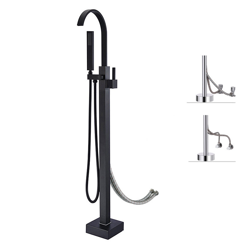Freestanding Bathtub Faucet Floor Mounted One Lever Handle with Hose