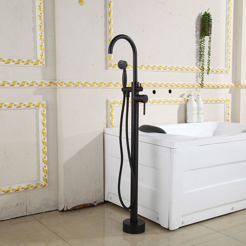 Floor Mounted Freestanding Tub Filler Modern Style Metal Freestanding Tub Filler