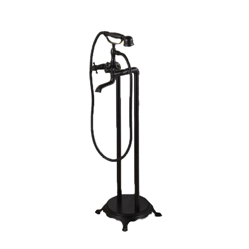 Floor Mounted Freestanding Tub Filler Modern Style Metal Freestanding Tub Filler