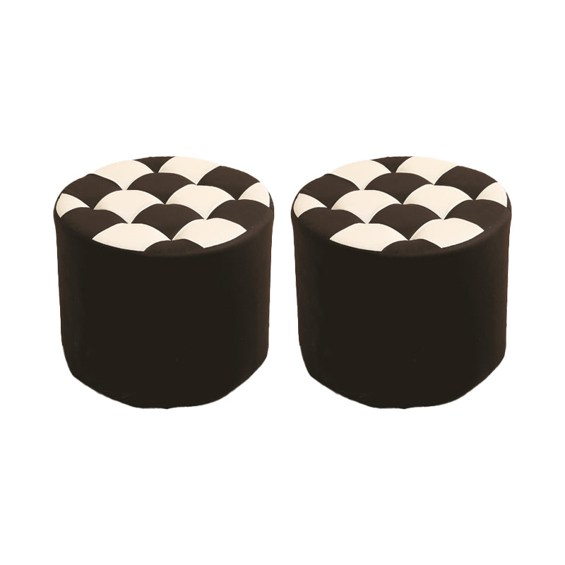 Modern Round Pouf Check Pattern Water Resistant Pouf for Home Decor