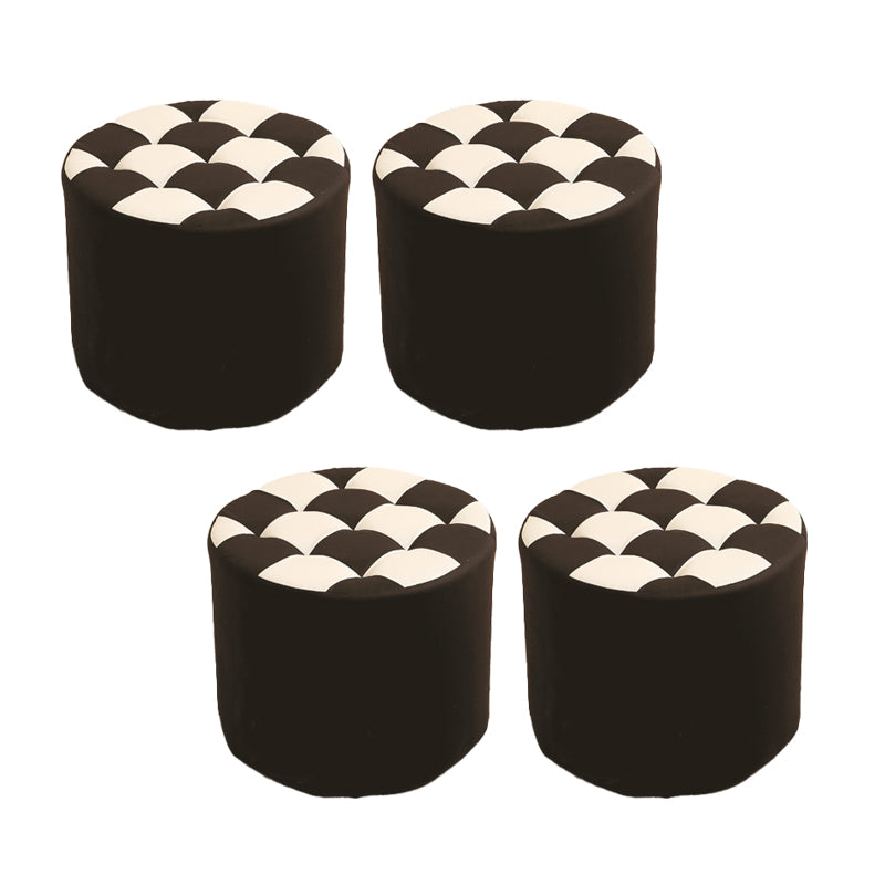 Modern Round Pouf Check Pattern Water Resistant Pouf for Home Decor