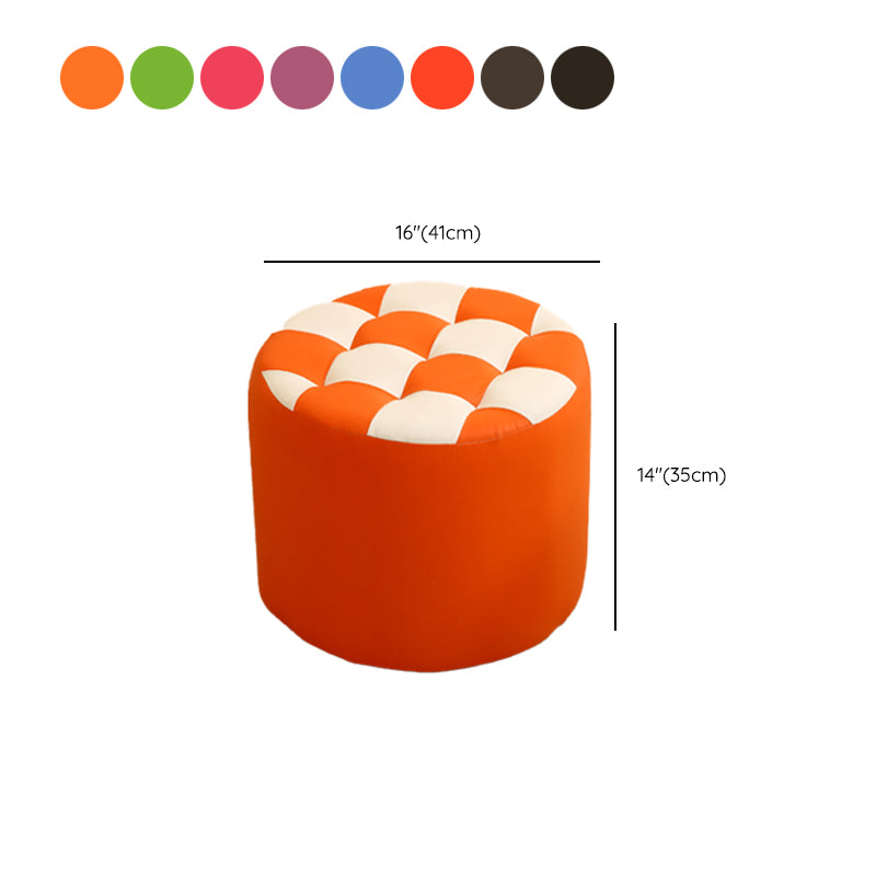 Modern Round Pouf Check Pattern Water Resistant Pouf for Home Decor