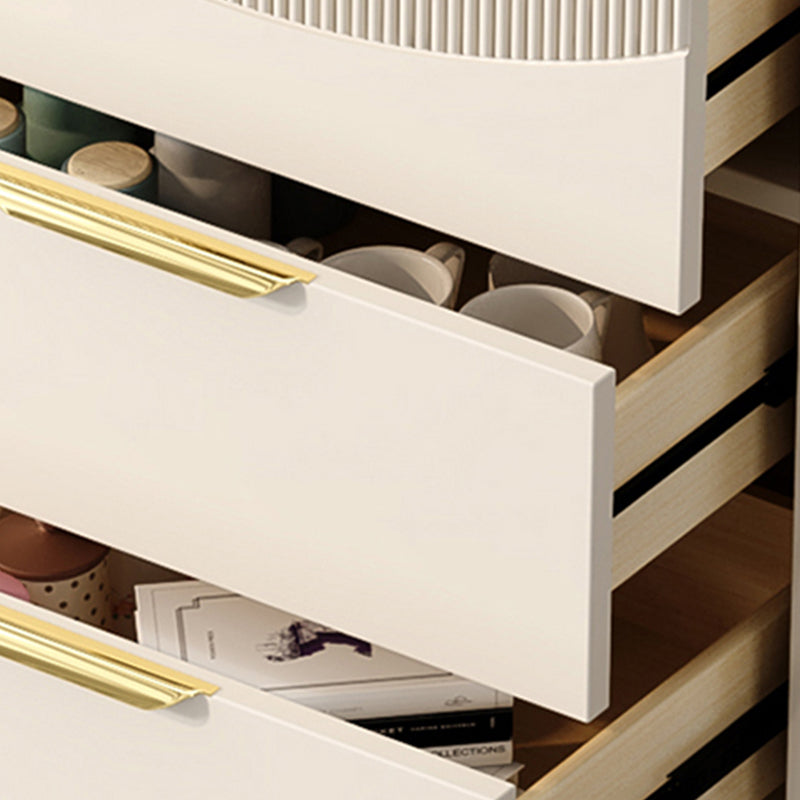 Glam White Storage Chest Bedroom Stone Chest with Metal Legs