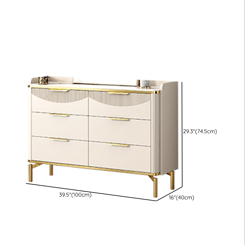 Glam White Storage Chest Bedroom Stone Chest with Metal Legs
