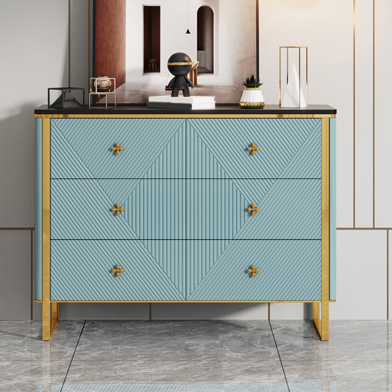 Glam Horizontal Double Dresser Stone Storage Chest Dresser for Bedroom