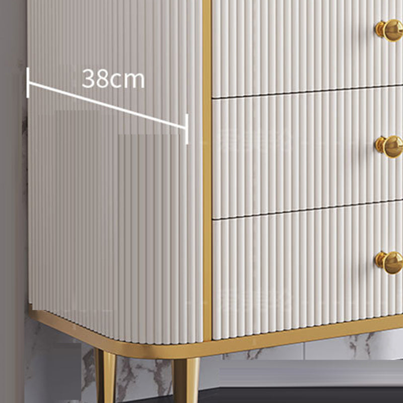 Stone Storage Chest Bedroom Glam Chest in White with Drawers