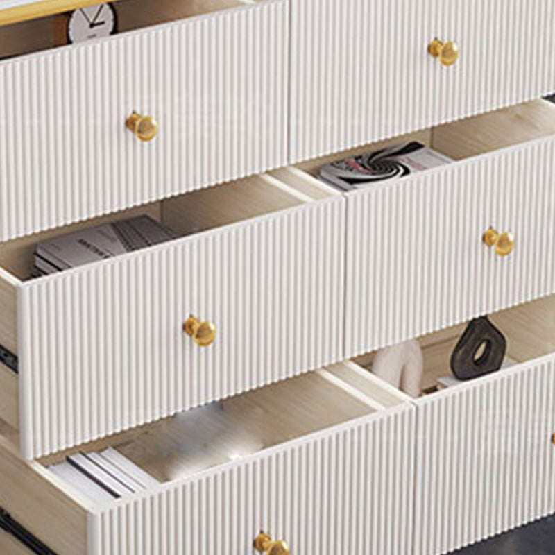 Stone Storage Chest Bedroom Glam Chest in White with Drawers