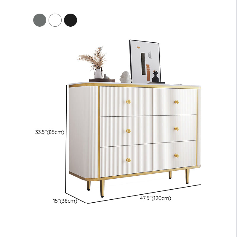 Stone Storage Chest Bedroom Glam Chest in White with Drawers