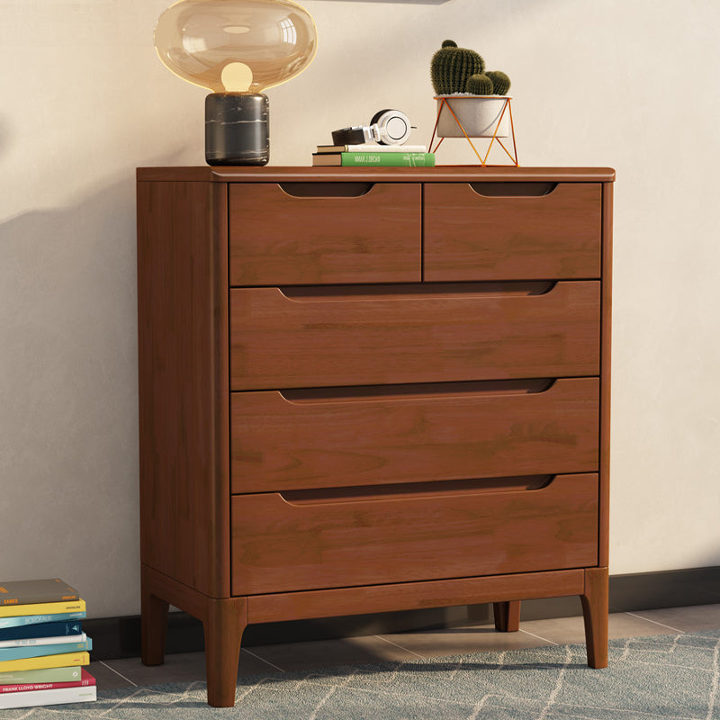 Contemporary Chest Home Rubber Wood Storage Chest with Drawers