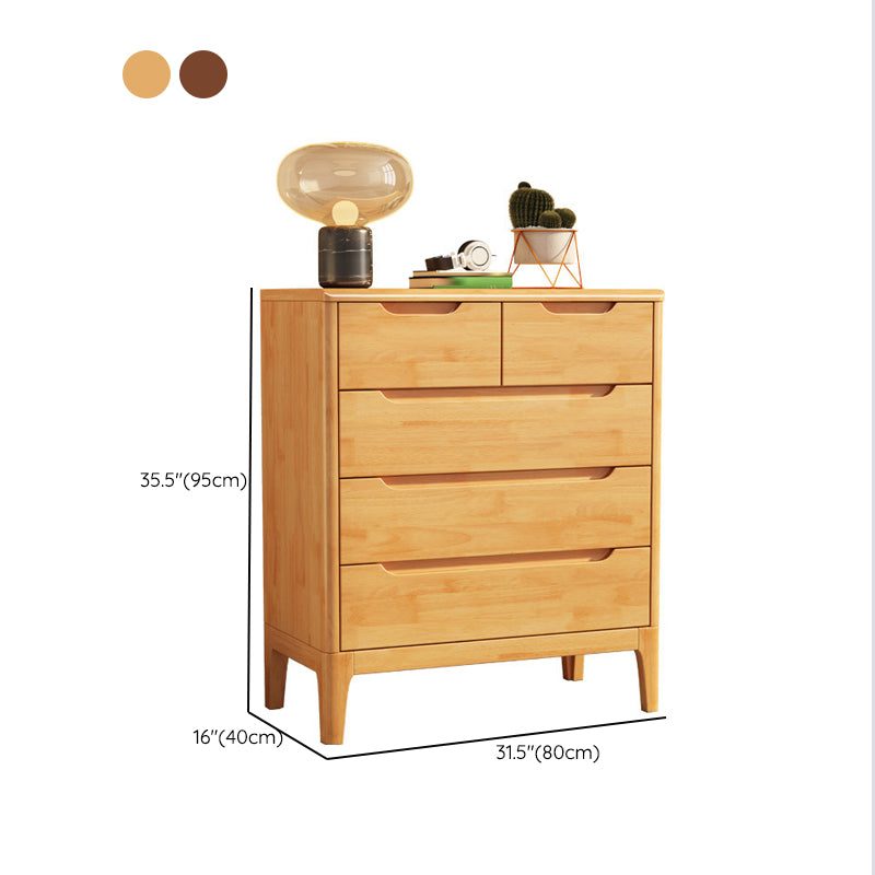 Contemporary Chest Home Rubber Wood Storage Chest with Drawers