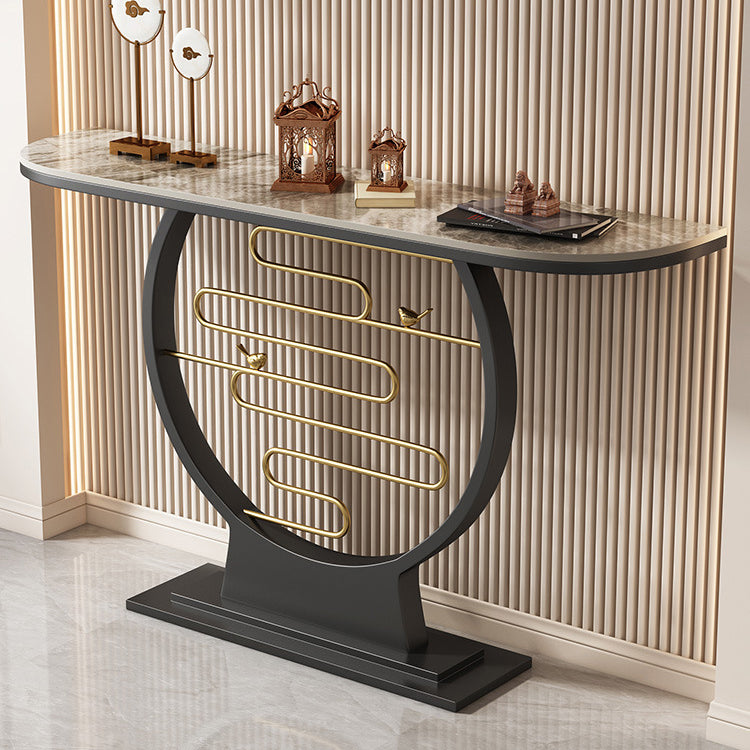 Glam Half Moon Console Table Stain Resistant End Table for Hall