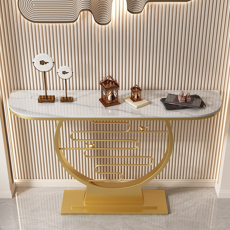 Glam Half Moon Console Table Stain Resistant End Table for Hall