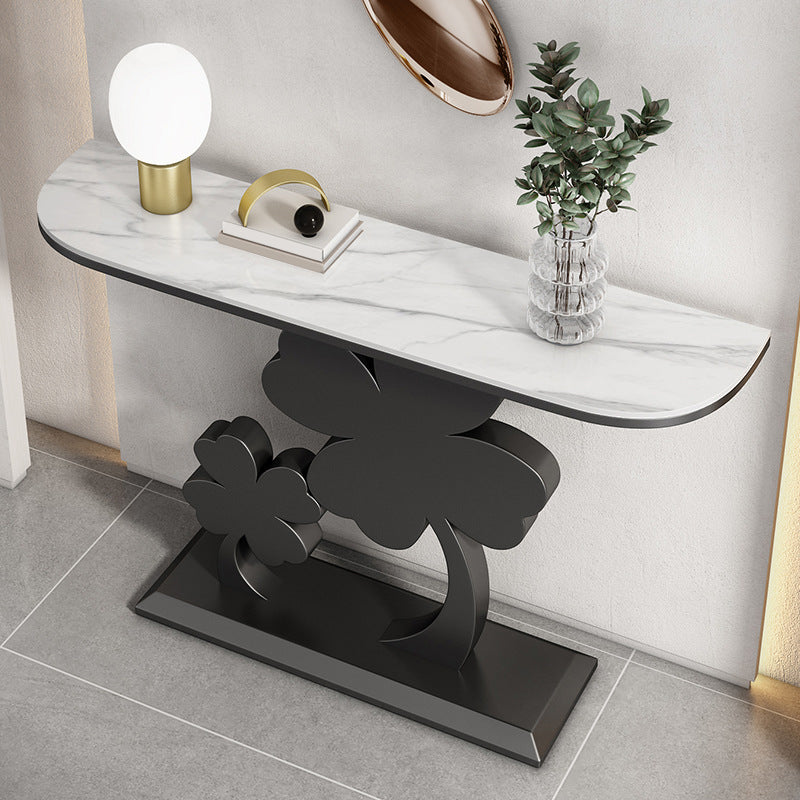 Glam Half Moon Console Table Scratch Resistant Accent Table for Hall