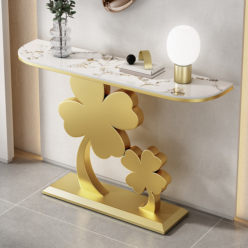 Glam Half Moon Console Table Scratch Resistant Accent Table for Hall